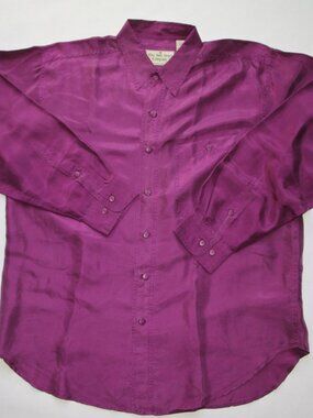 VINTAGE THE SILK SHIRT CO. Red-Violet 100% Silk Casual Shirt - Size M